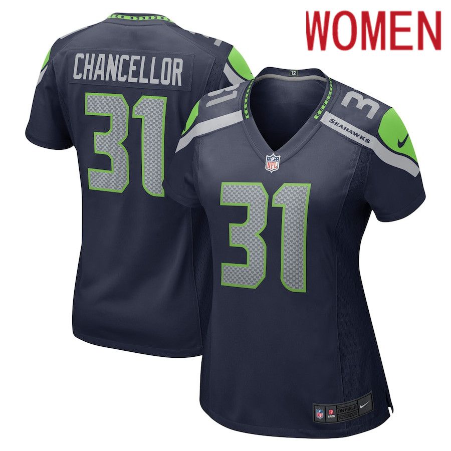Women Seattle Seahawks 31 Kam Chancellor Nike College Navy Retired Player Game NFL Jersey
